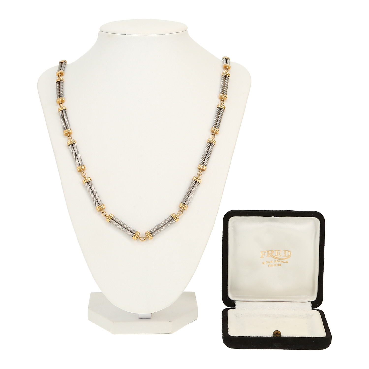 Fred Force 10 necklace in yellow gold and stainless steel - Detail D2