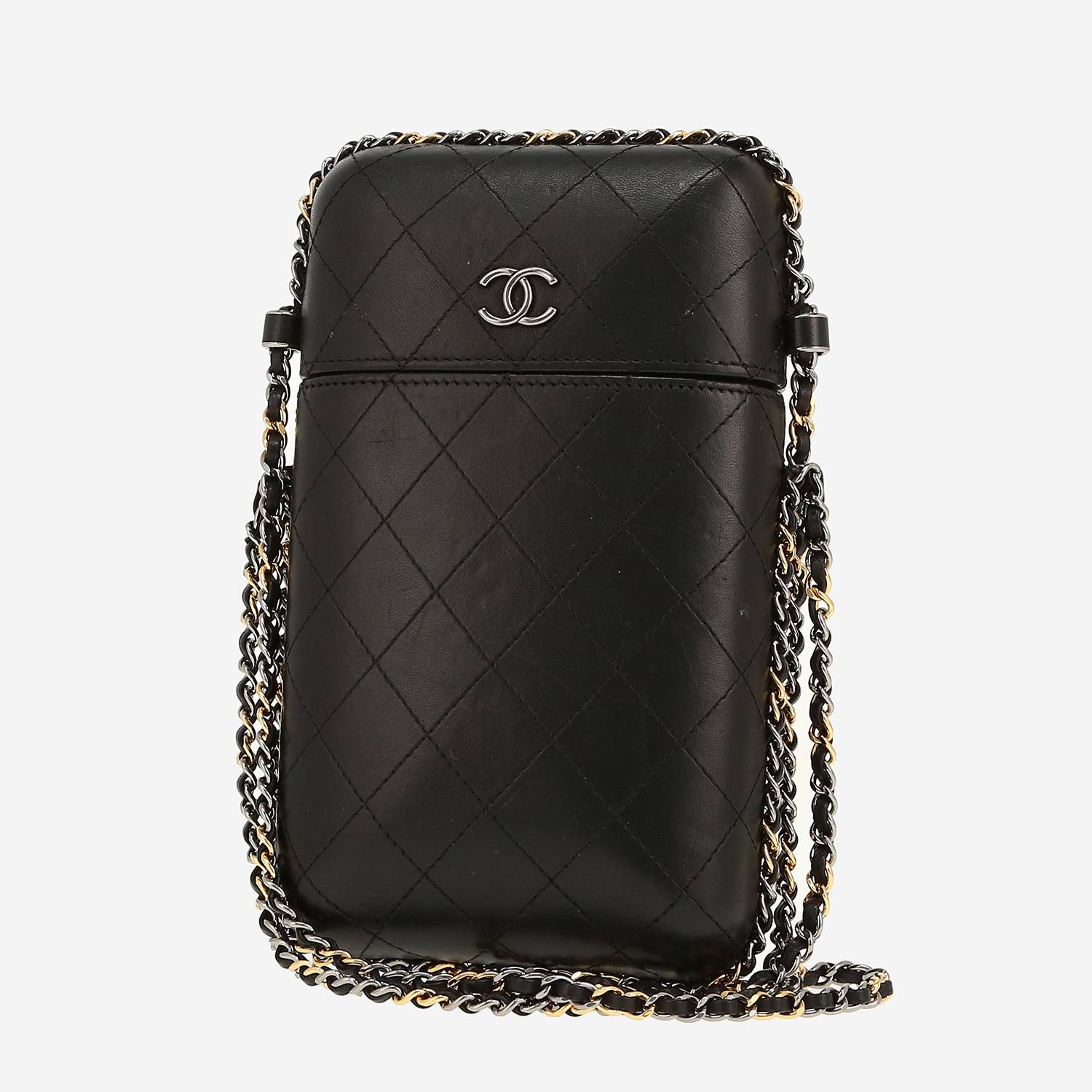 Bolsito de mano Chanel   en cuero acolchado negro