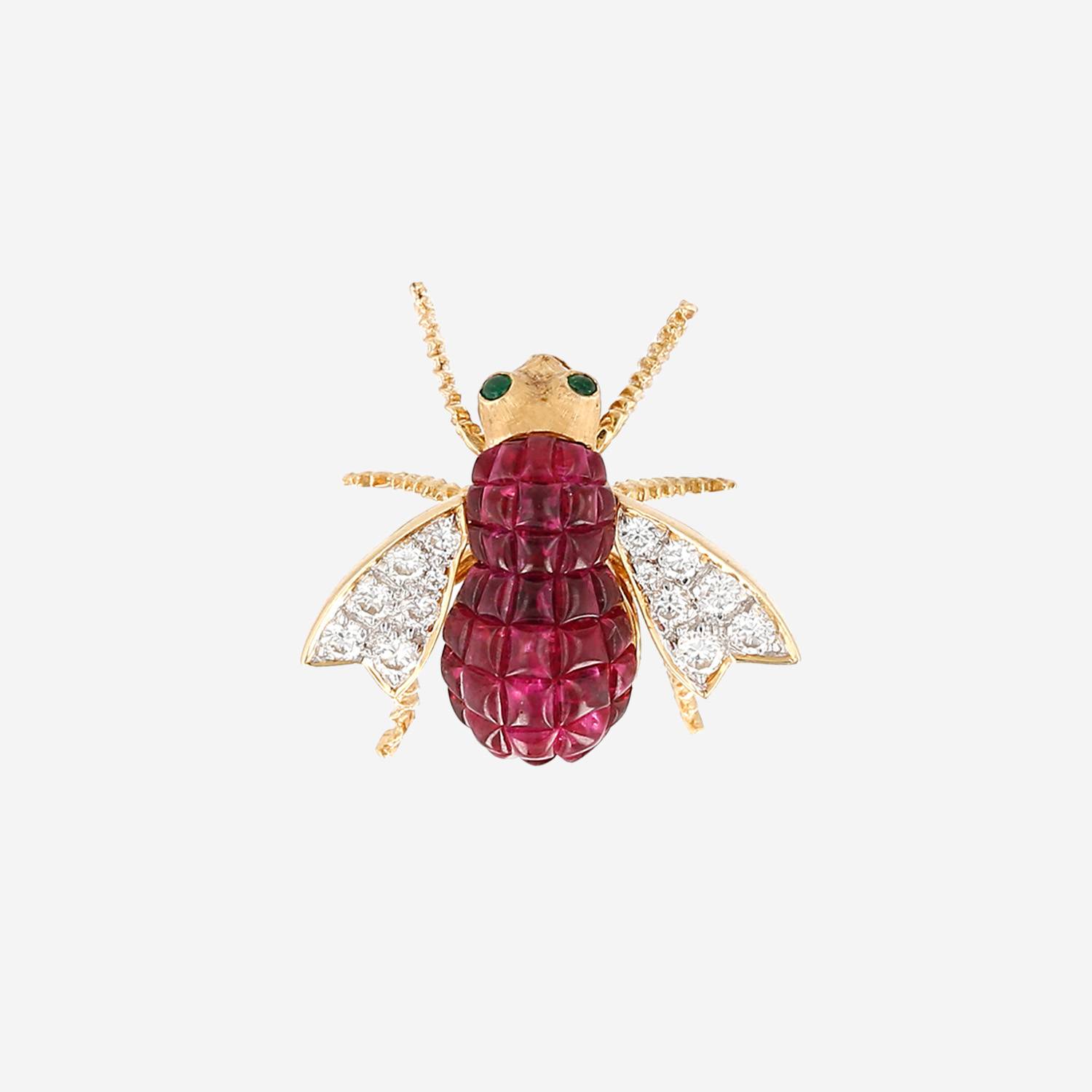 Fred  brooch in yellow gold, ruby and diamonds