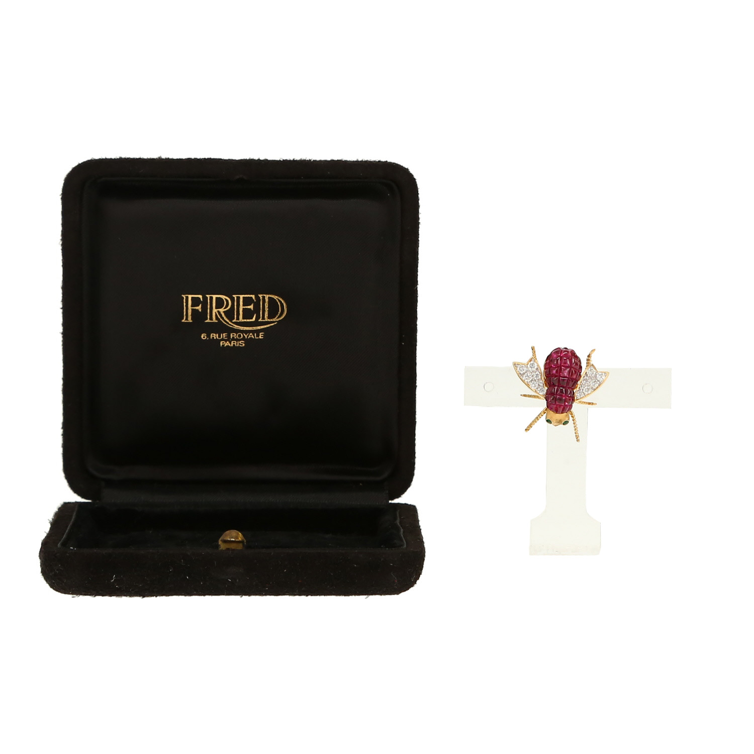 Fred  brooch-pendant in yellow gold, ruby and diamonds - Detail D2