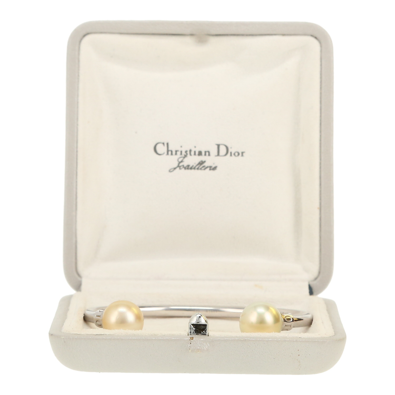 Brazalete abierto Dior  de oro blanco y perlas cultivadas - Detail D2