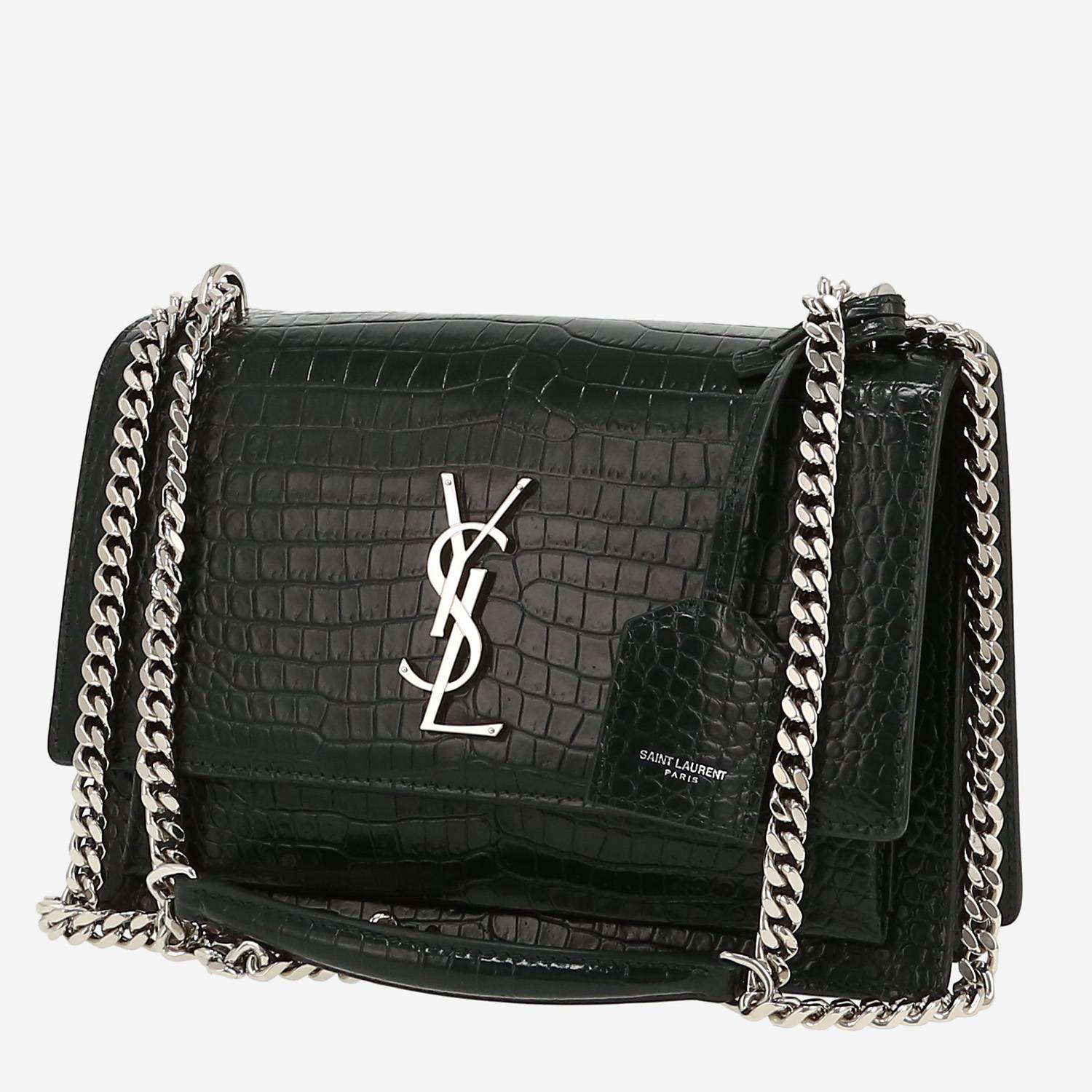 Saint Laurent  Sunset shoulder bag  in green leather