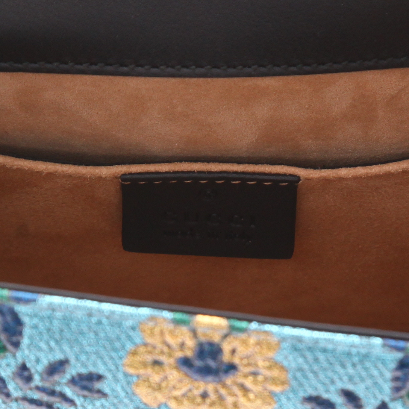 Bolso bandolera Gucci  Sylvie en lona azul y cuero negro - Detail D2