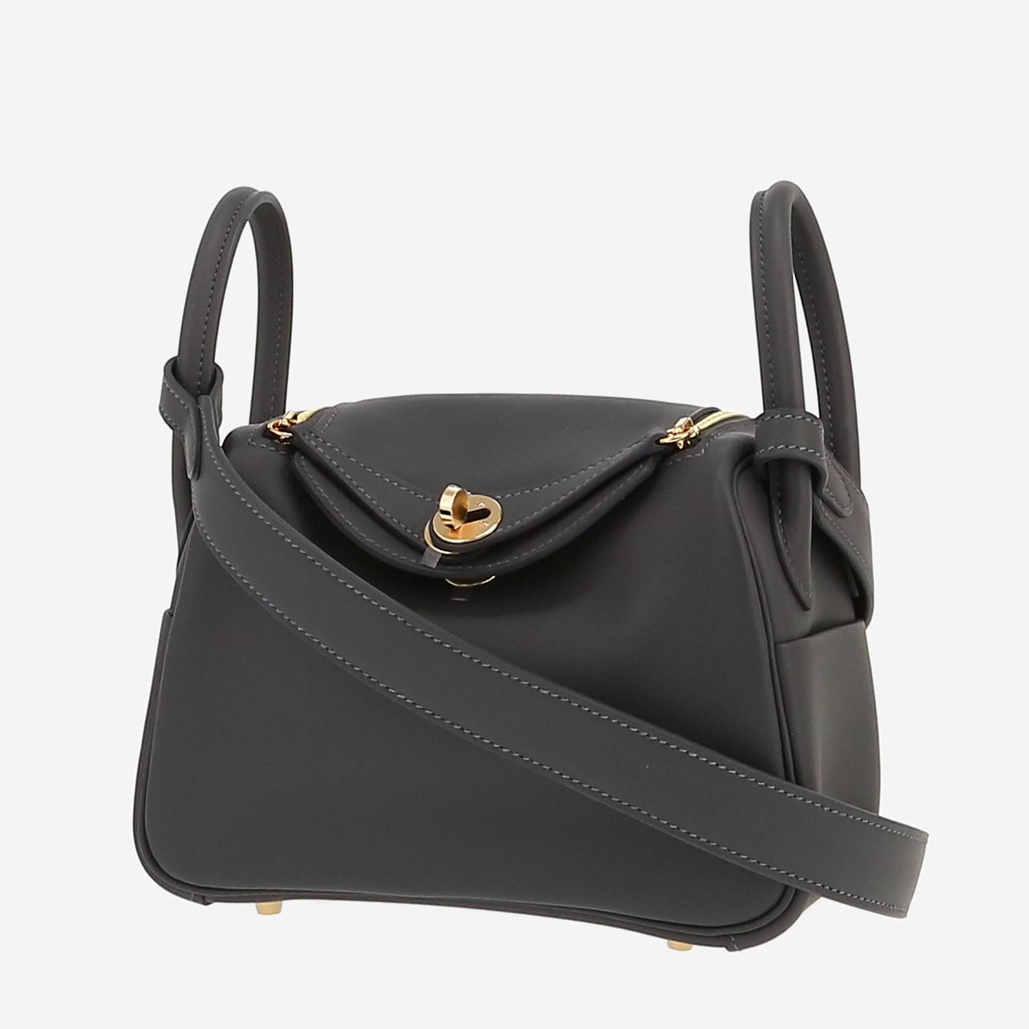 Borsa a tracolla Hermès  Lindy mini  in pelle Swift grigio Ardoise