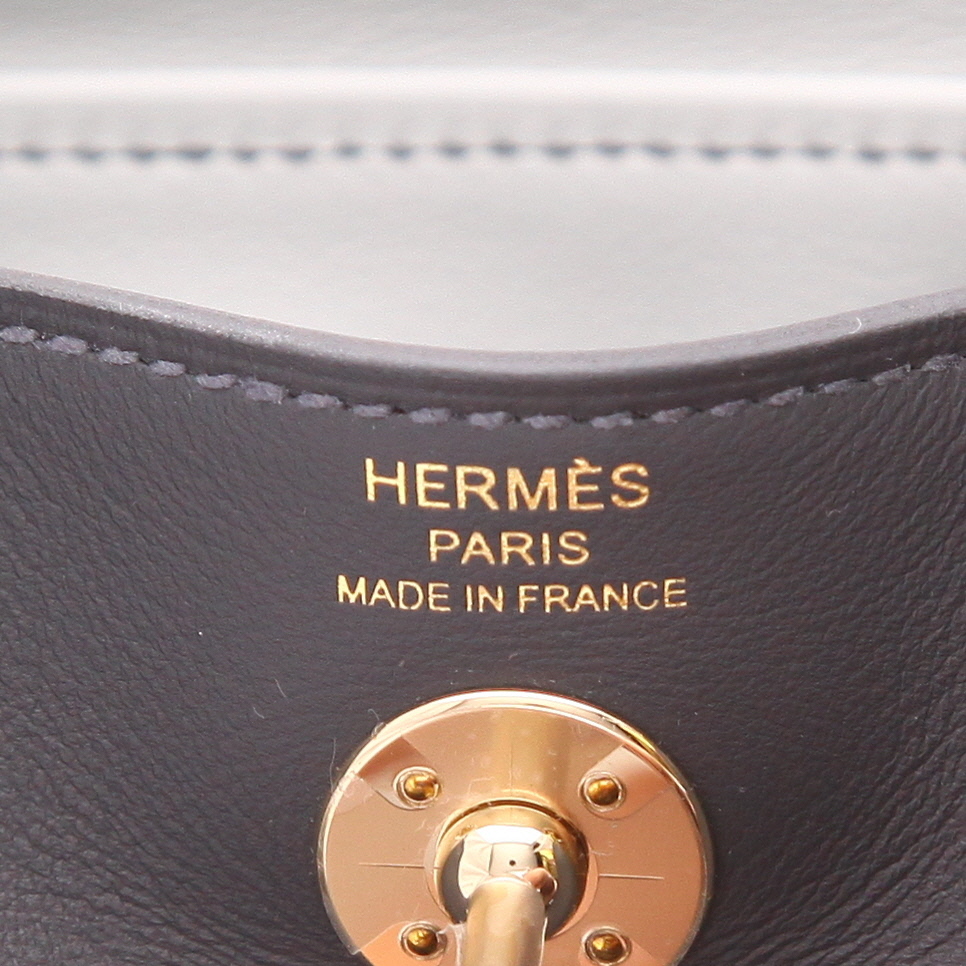 Borsa a tracolla Hermès  Lindy mini  in pelle Swift grigio Ardoise - Detail D2