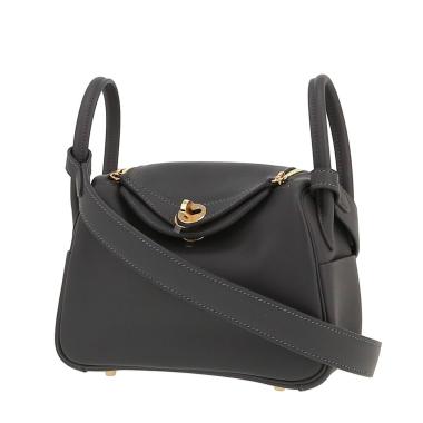 Borsa a tracolla Hermès  Lindy mini  in pelle Swift grigio Ardoise