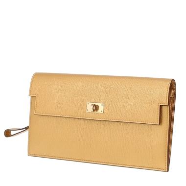 Pochette Hermès  Kelly Pocket long en chèvre chamkilight dorée