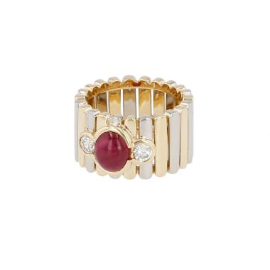 Vintage  ring in yellow gold, white gold, ruby and diamonds