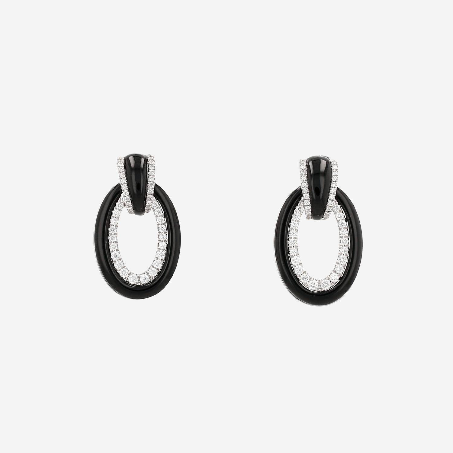 Half-articulated Vintage  earrings in white gold, agate and diamonds