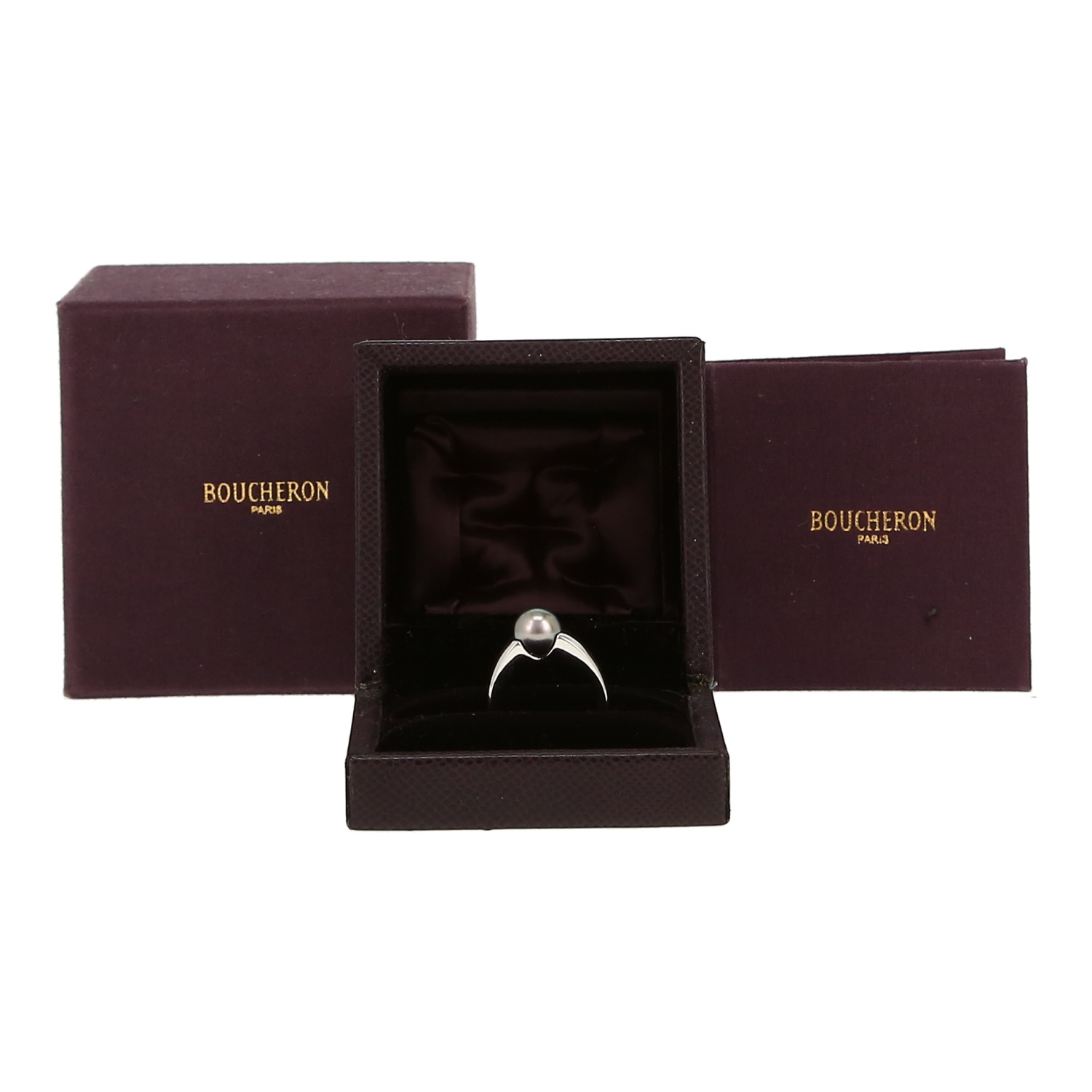 Sortija Boucheron de oro blanco y perla cultivada de Tahiti - Detail D2