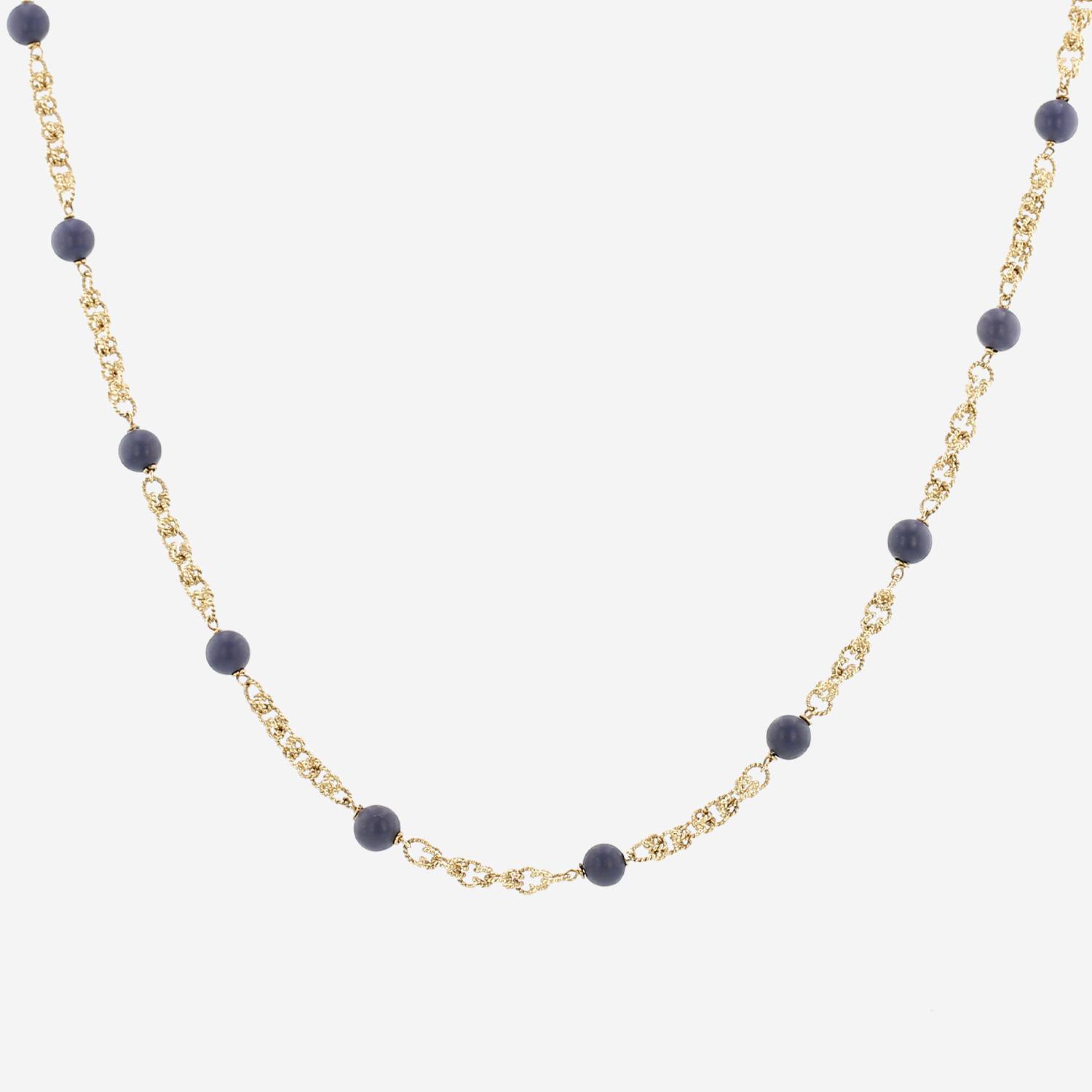 Boucheron   1970's long necklace in yellow gold and lapis-lazuli