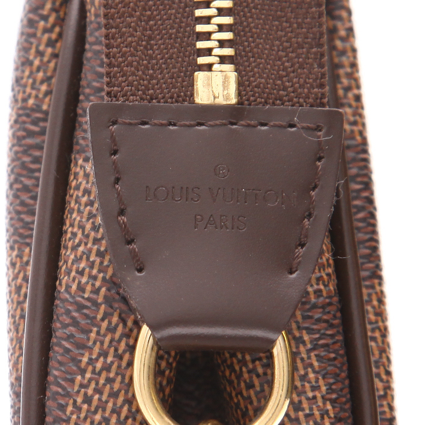 Louis Vuitton  Eva shoulder bag  in ebene damier canvas  and brown leather - Detail D2