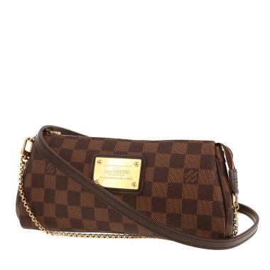 Sac bandoulière Louis Vuitton  Eva en toile damier ébène et cuir marron