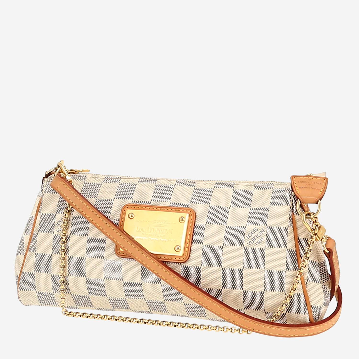 Bolso bandolera Louis Vuitton  Eva en lona a cuadros azul celeste y cuero natural