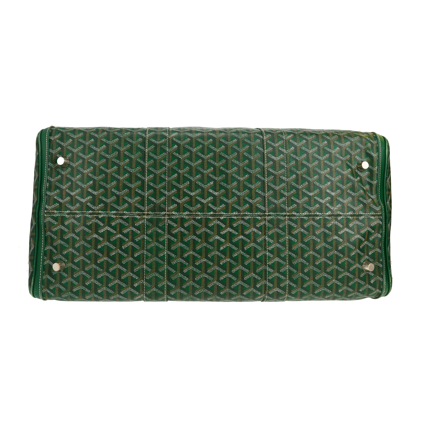 Bolsa de viaje Goyard  Boeing 55 en tela Goyardine verde y cuero verde - Detail D1