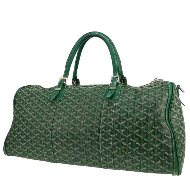 Sac de voyage Goyard  Boeing 55 en toile Goyardine verte et cuir vert