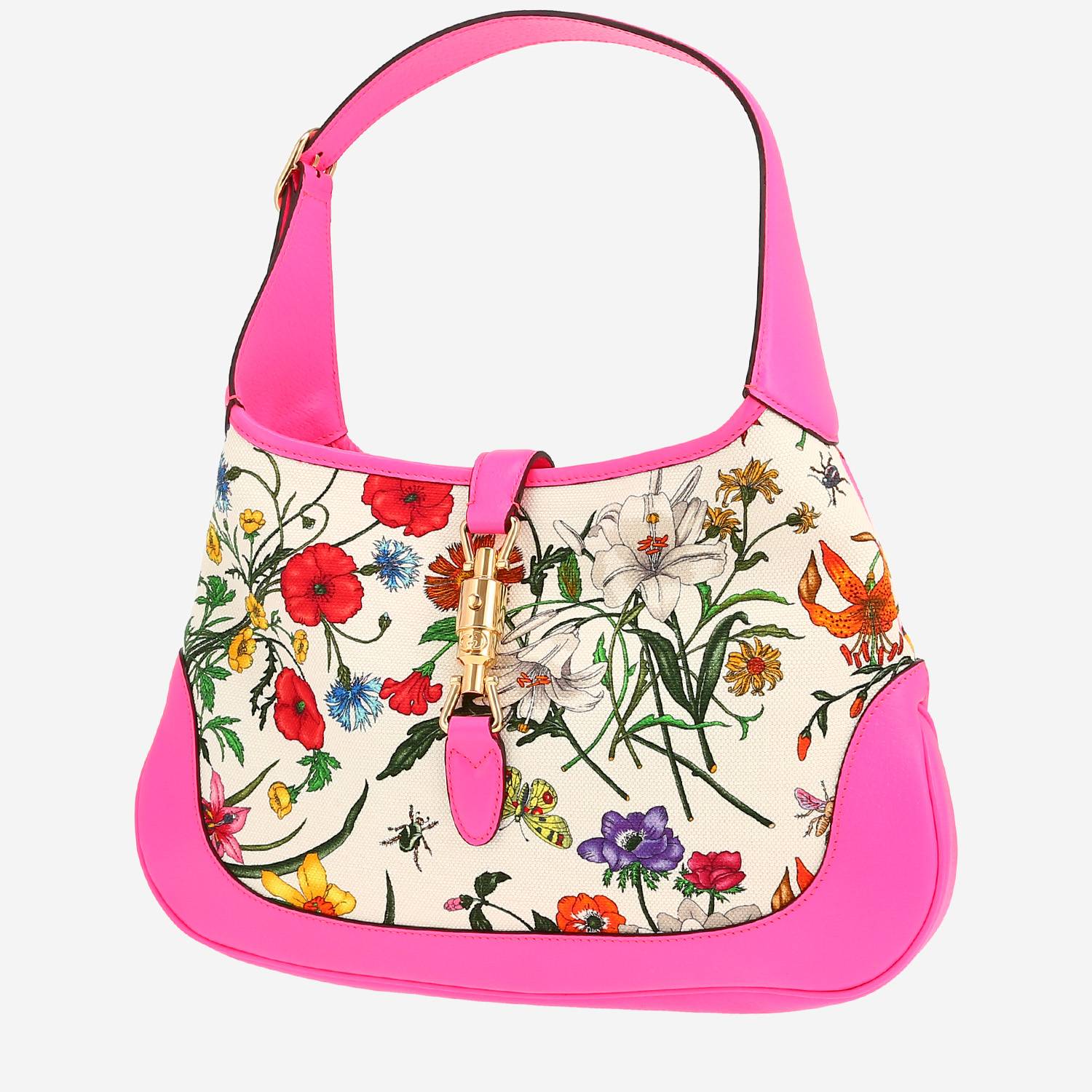 Bolso de mano Gucci  Jackie en lona beige y cuero rosa