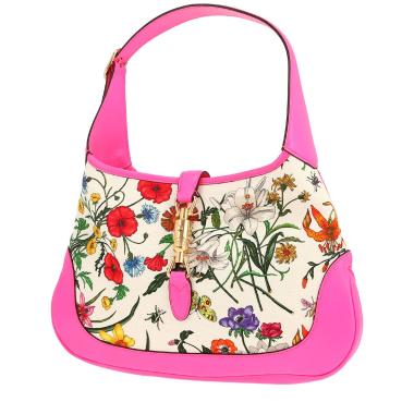 Borsa Gucci  Jackie in tela beige e pelle rosa