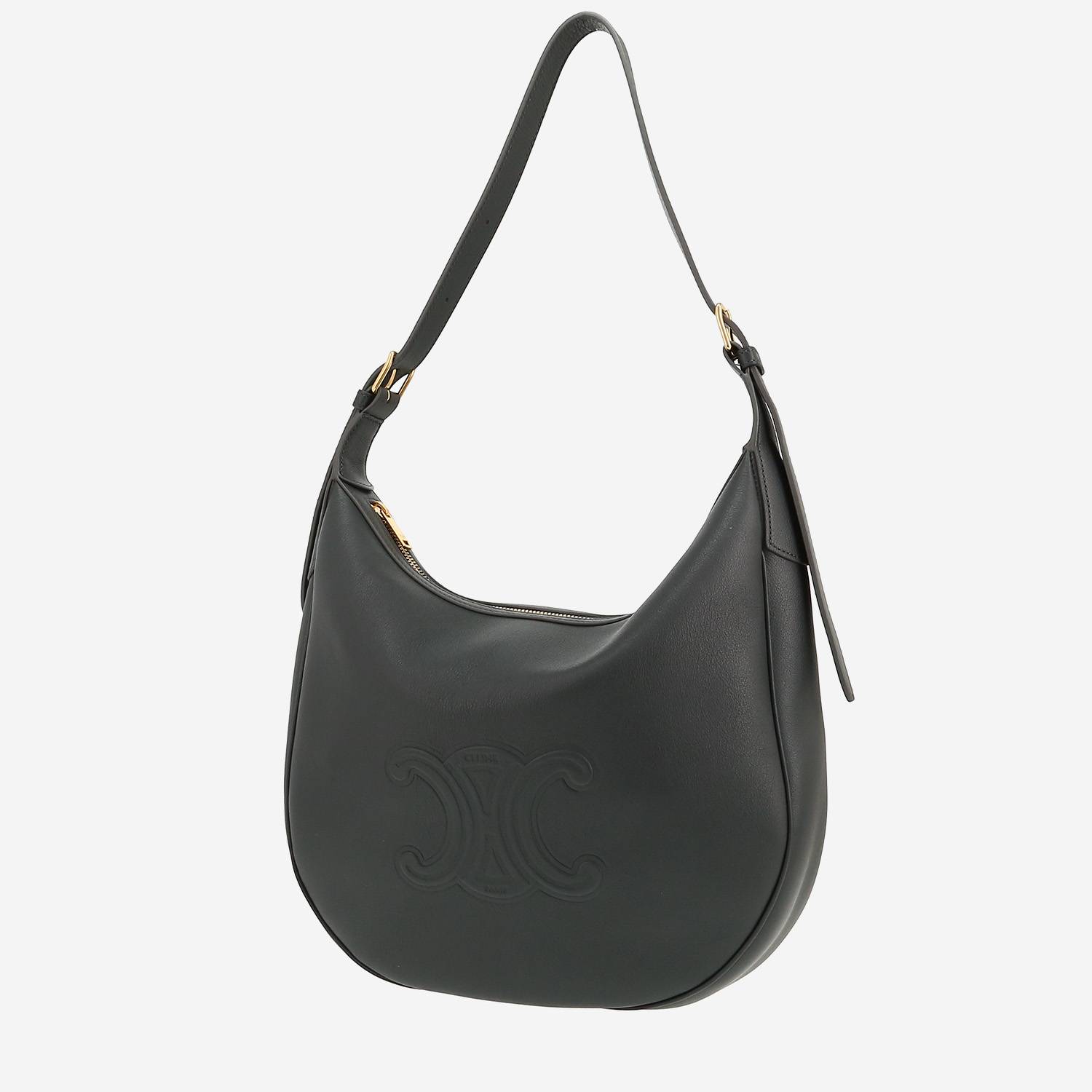 Bolso de mano Celine  Heloïse modelo mediano  en cuero granulado gris