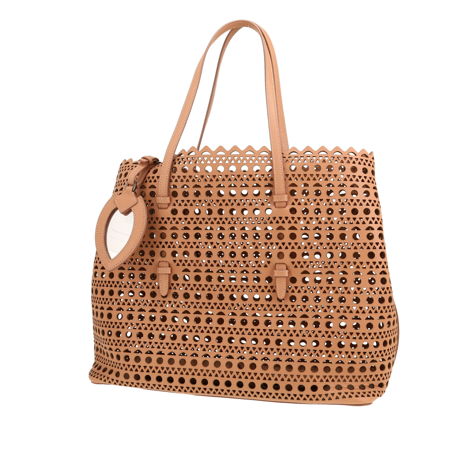 Alaïa  Mina shopping bag  in powder pink leather - Detail D4