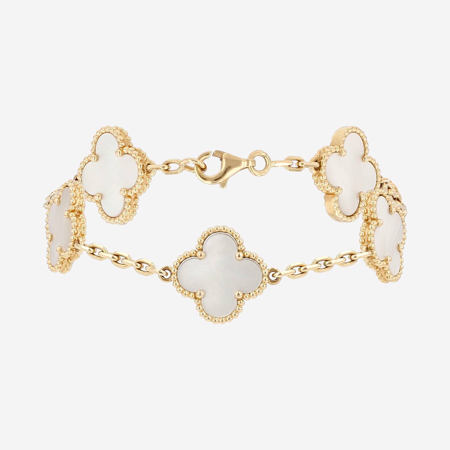 Van Cleef 
Arpels Vintage Alhambra bracelet in yellow gold and mother of pearl