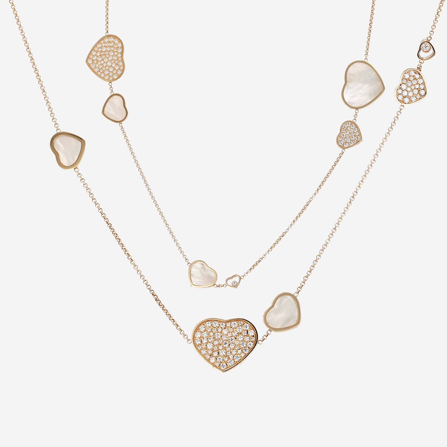 Collana lunga Chopard Happy Hearts in oro rosa, madreperla e diamanti Collana lunga Chopard Happy Hearts in oro rosa, madreperla e diamanti
