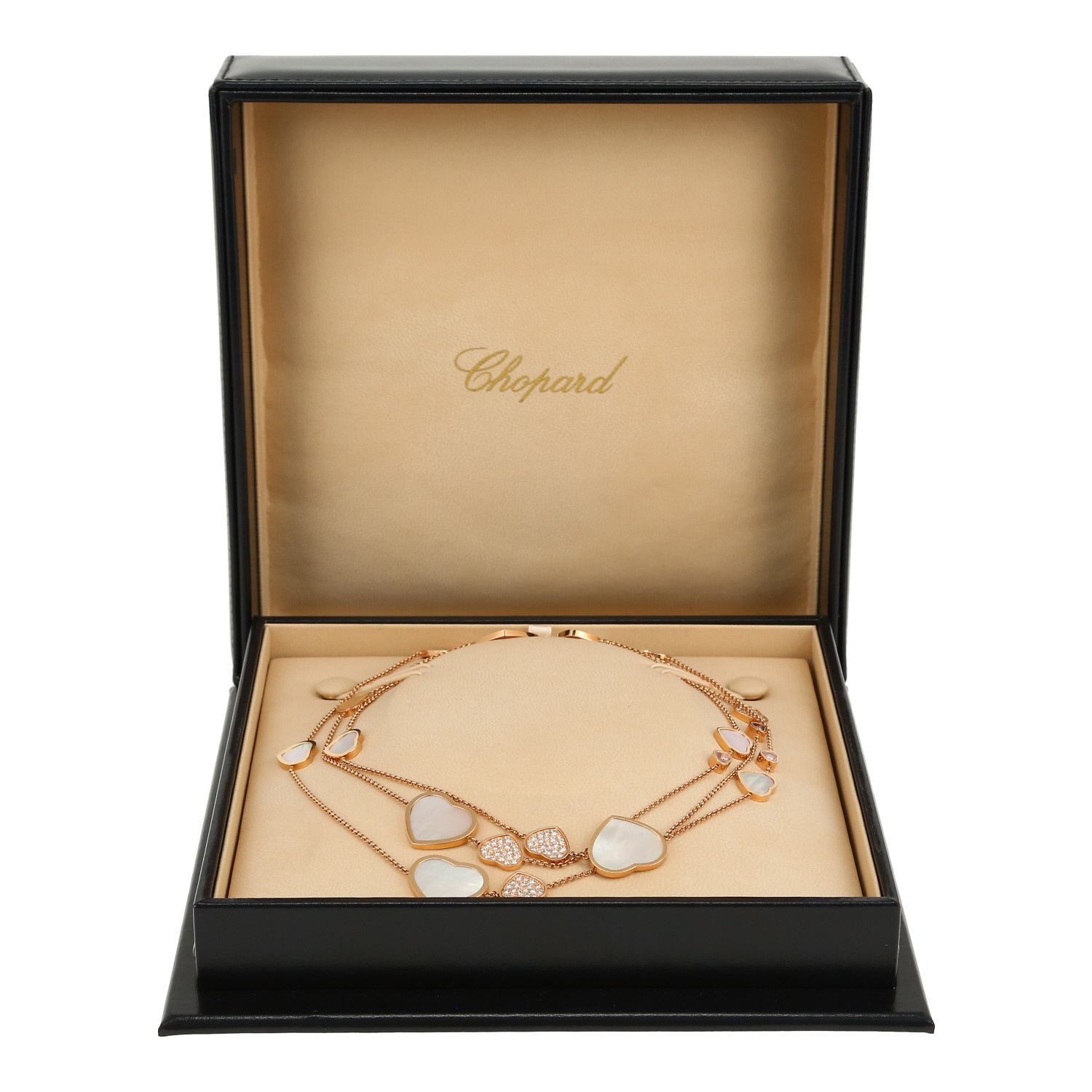 Collar Chopard Happy Hearts de oro rosa, nácar (Turbo Marmoratus) y diamantes - Detail D2