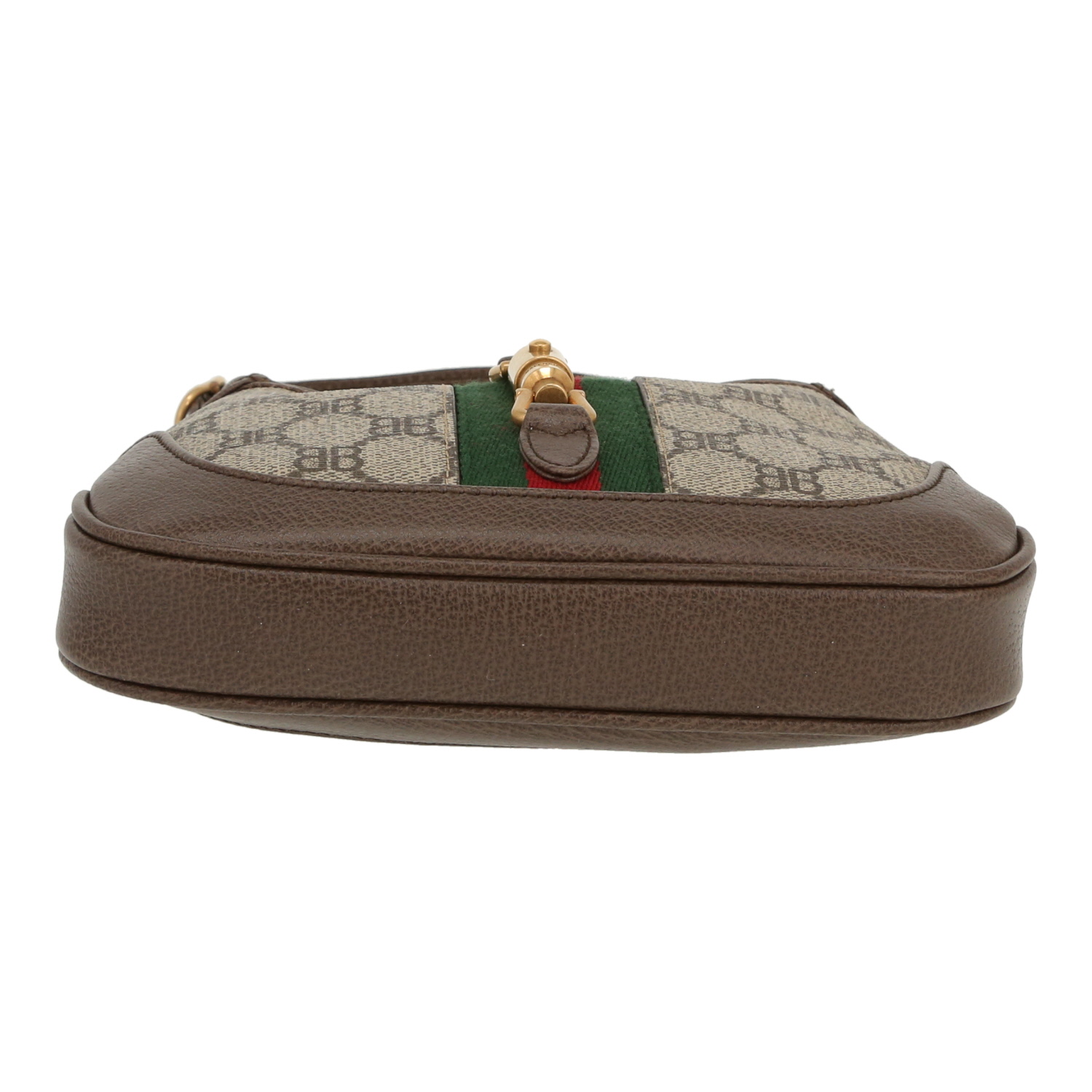 Borsa a tracolla Balenciaga  x Gucci Jackie in tela siglata beige e pelle marrone - Detail D1