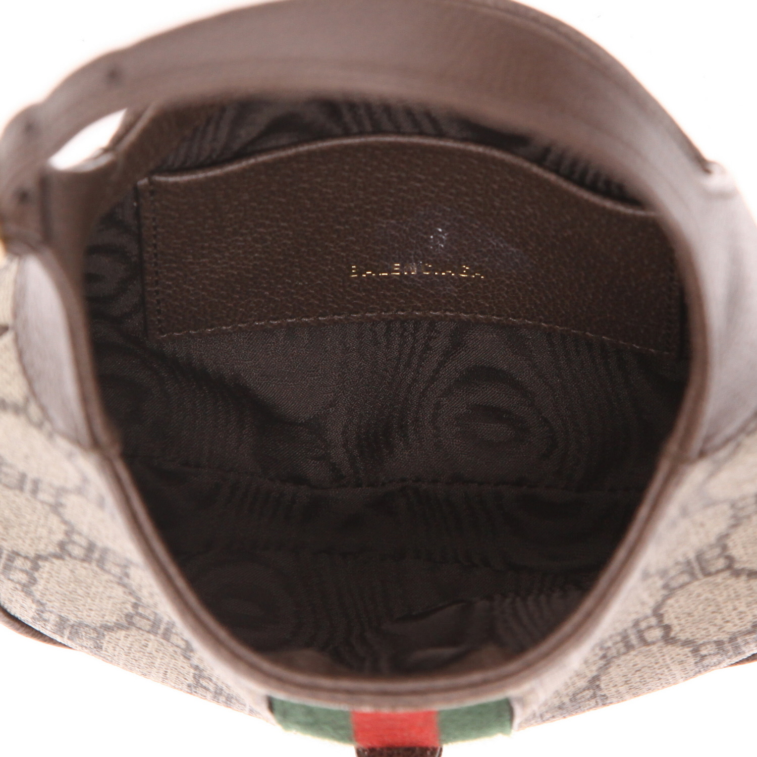 Bolso bandolera Balenciaga  x Gucci Jackie en lona monogram beige y cuero marrón - Detail D3