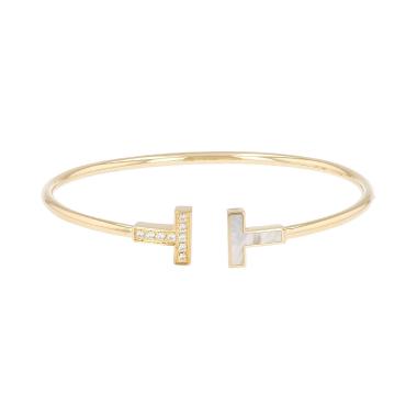 Bracciale Tiffany & Co Tiffany T in oro giallo, diamanti e madreperla