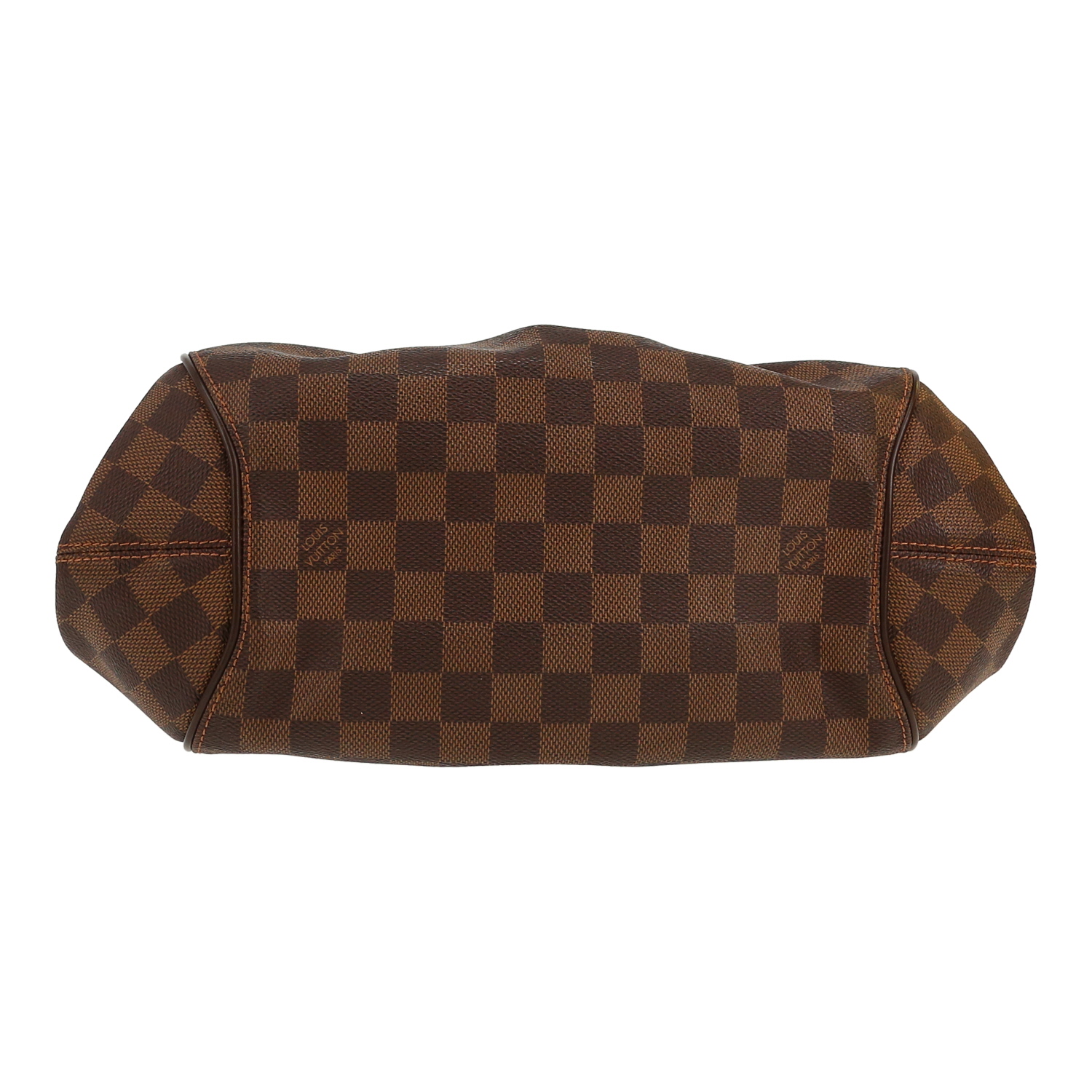 Sac à main Louis Vuitton  Sistina en toile damier ébène et cuir glacé marron - Detail D1