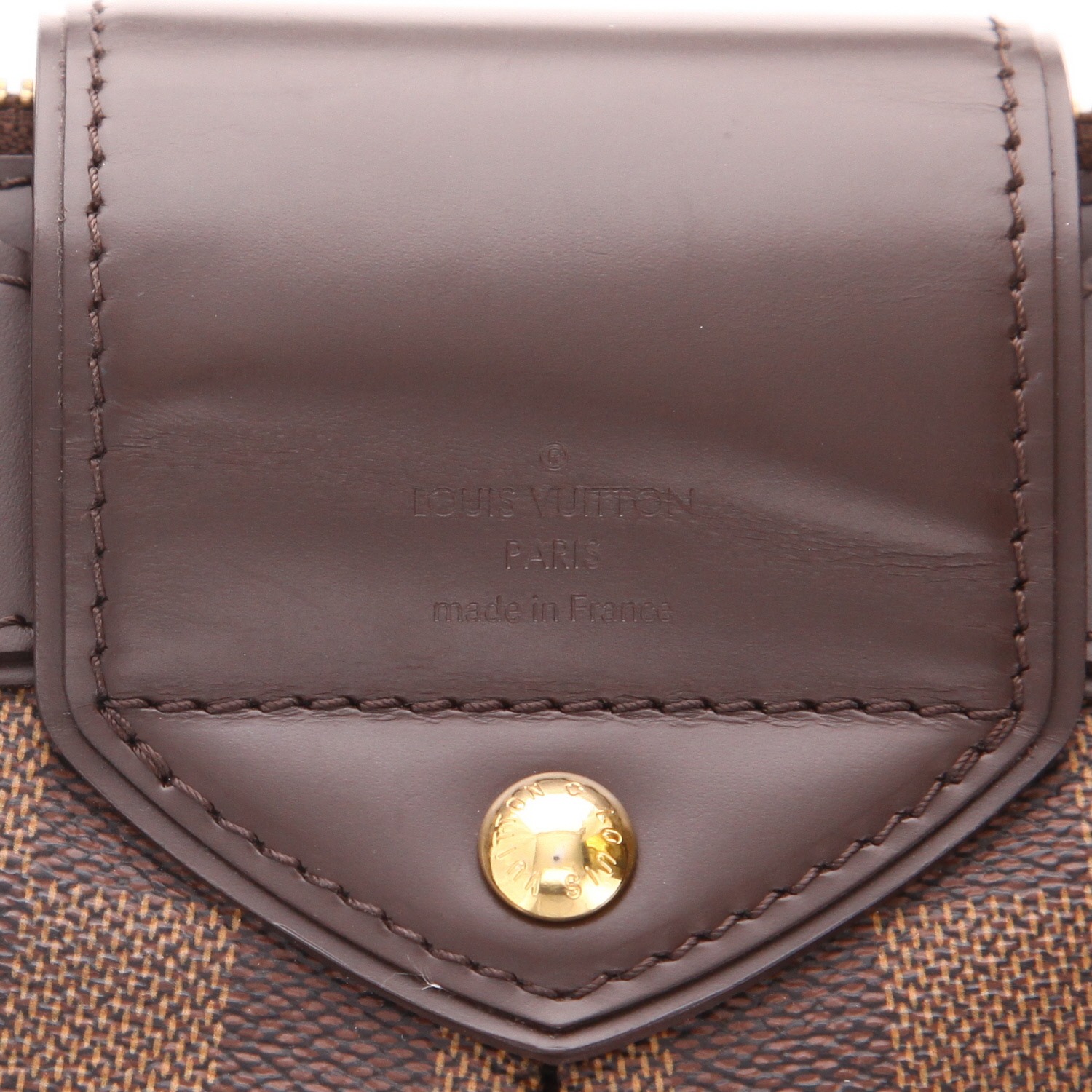 Borsa Louis Vuitton  Sistina in tela a scacchi ebana e pelle lucida marrone - Detail D2