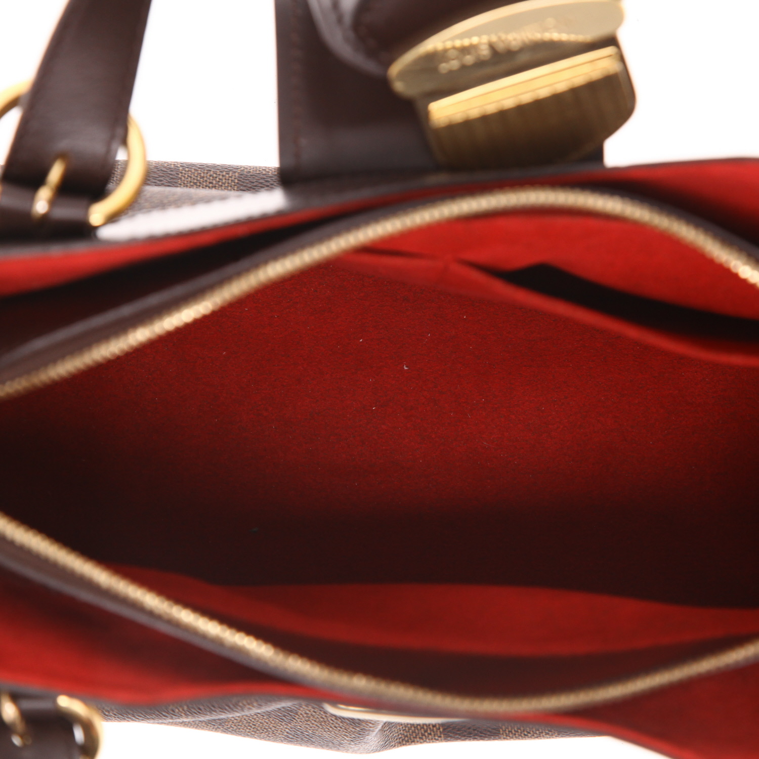 Bolso de mano Louis Vuitton  Sistina en lona a cuadros ébano y cuero esmaltado marrón - Detail D3