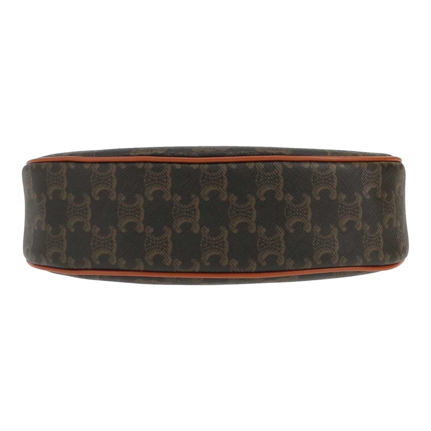 Celine  Ava medium model  handbag  in beige "Triomphe" canvas  and brown leather - Detail D1