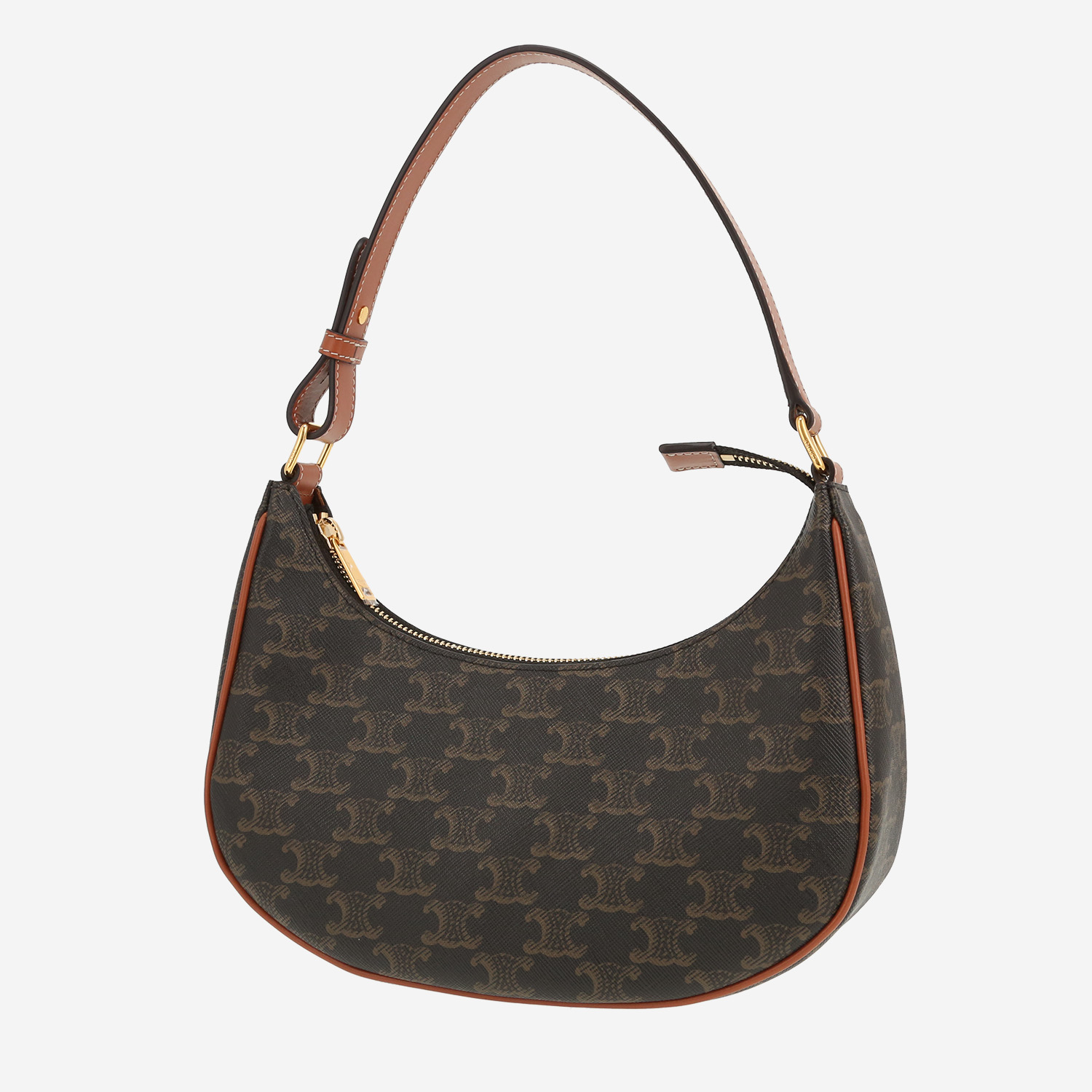 Sac à main Celine  Ava moyen modèle  en toile Triomphe beige et cuir marron