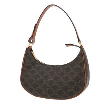 Borsa Celine  Ava modello medio  in tela "Triomphe" beige e pelle marrone