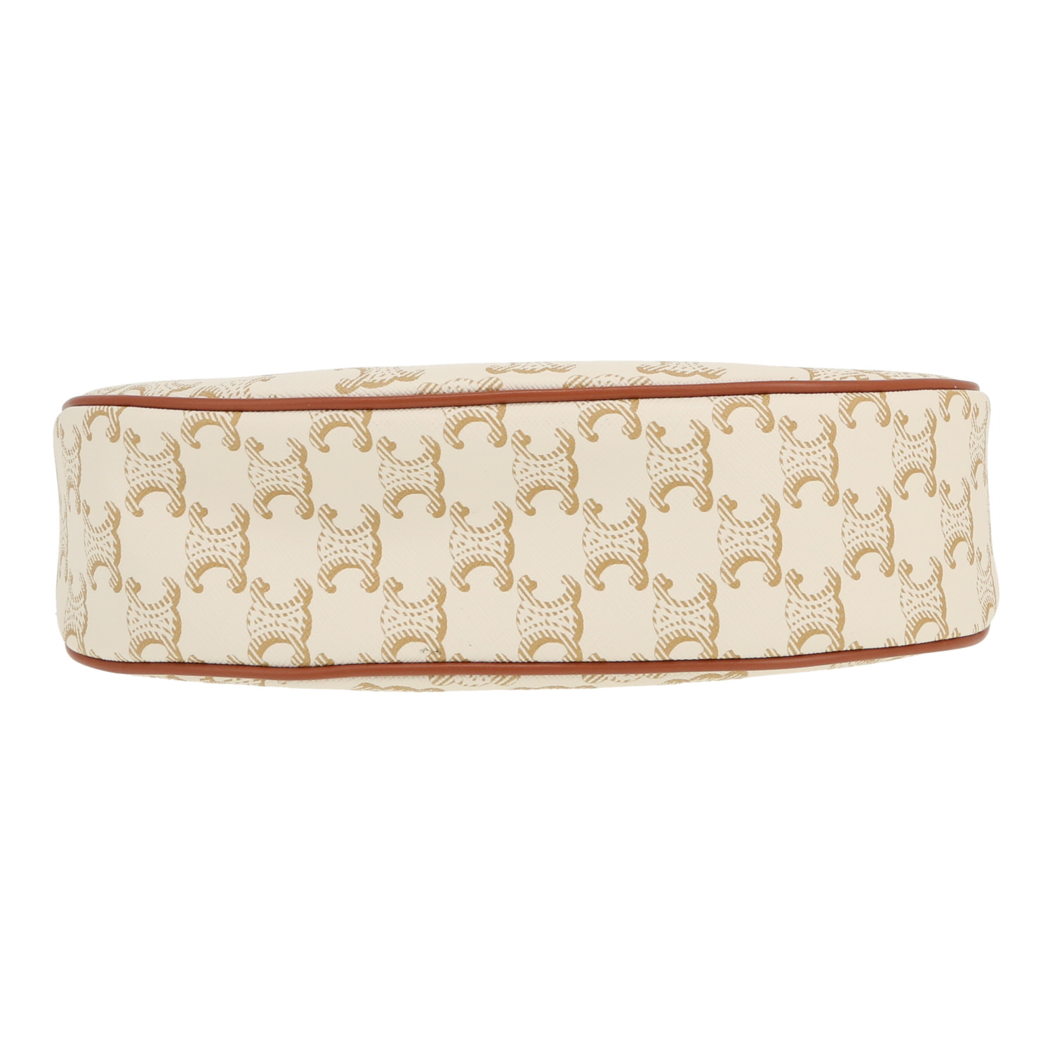 Celine Ava handbag in white Triomphe canvas and brown leather - Detail D1