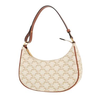 Borsa Celine Ava in tela Triomphe bianca e pelle marrone
