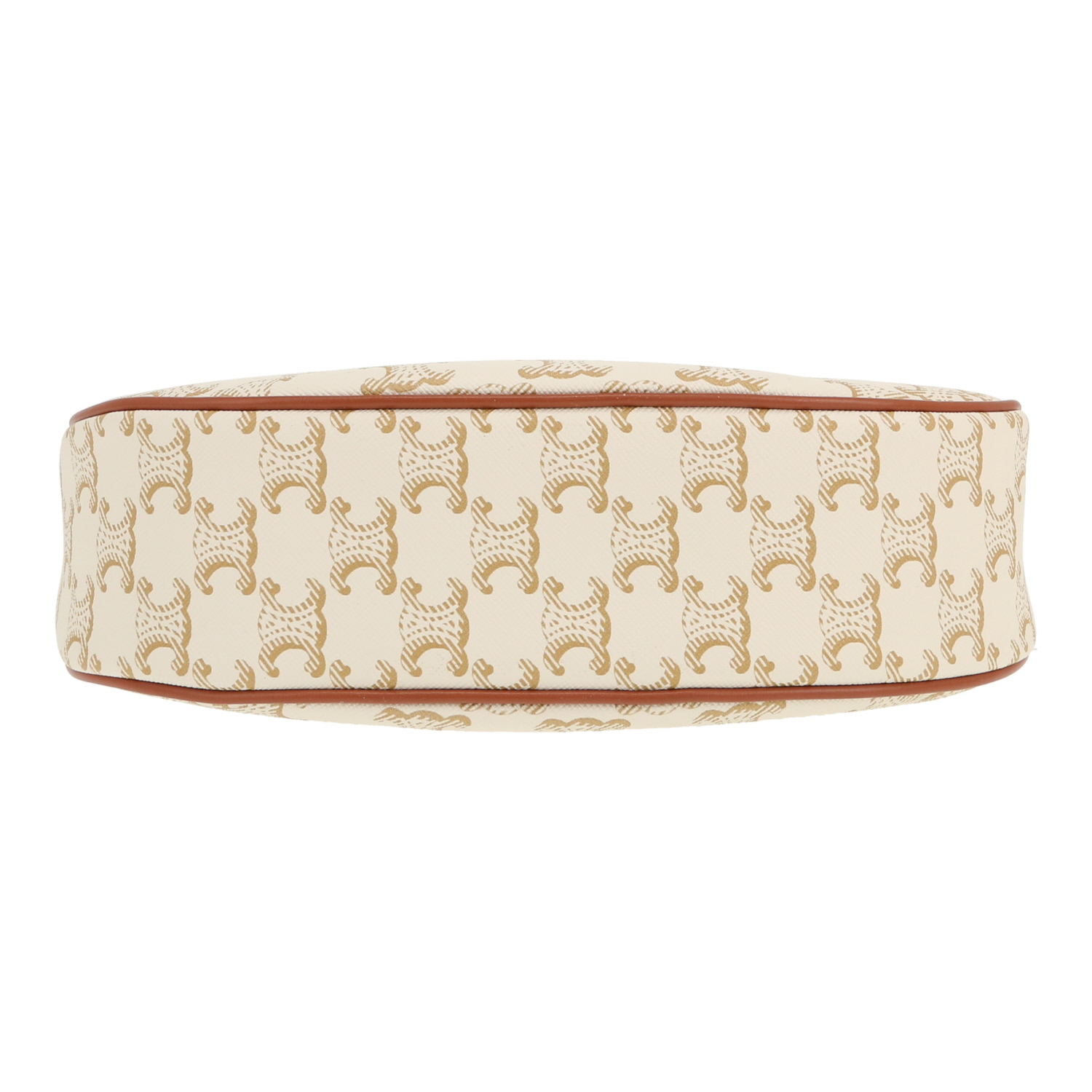 Sac à main Celine  Ava moyen modèle  en toile Triomphe blanche et cuir marron - Detail D1