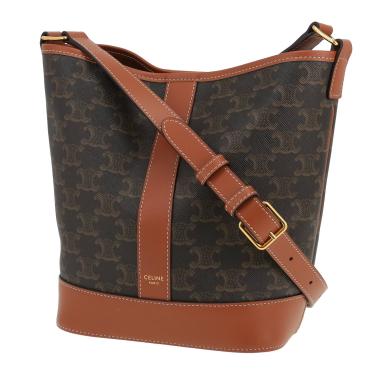 Bolso bandolera Celine  Seau modelo pequeño  en lona Monogram y cuero marrón