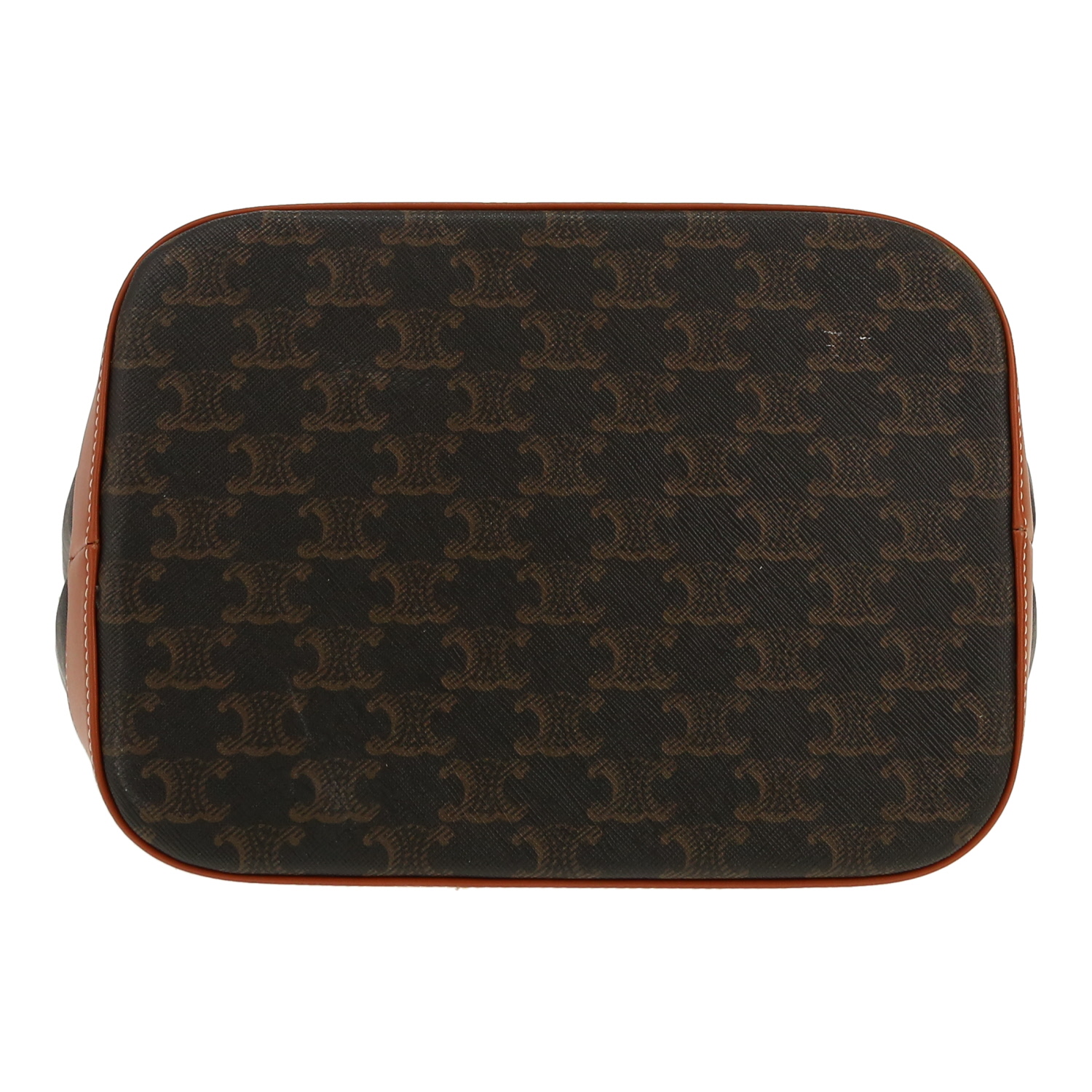 Celine  Seau medium model  shoulder bag  "Triomphe" canvas  and brown leather - Detail D1