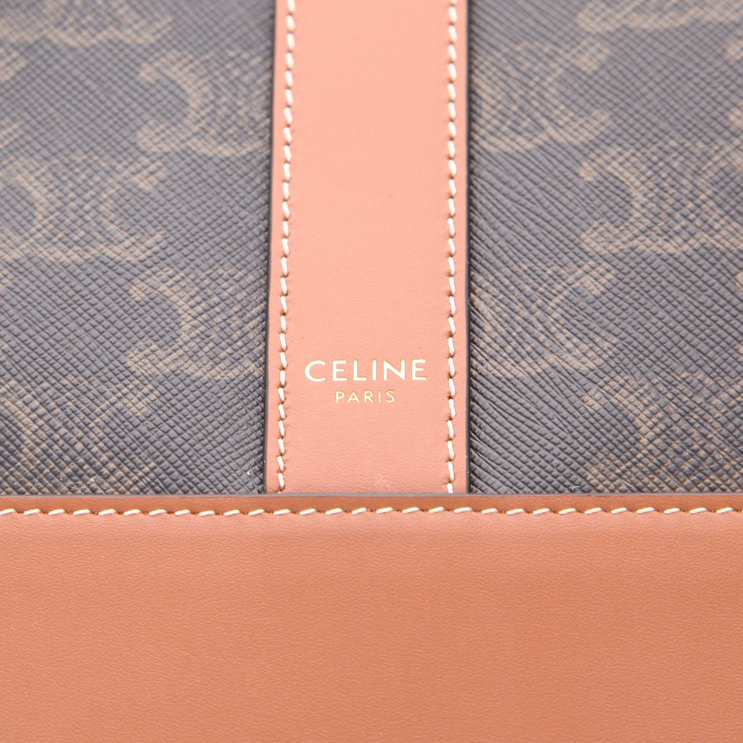 Celine  Seau medium model  shoulder bag  "Triomphe" canvas  and brown leather - Detail D2