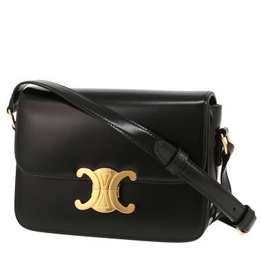 Celine  Triomphe Teen shoulder bag  in black leather