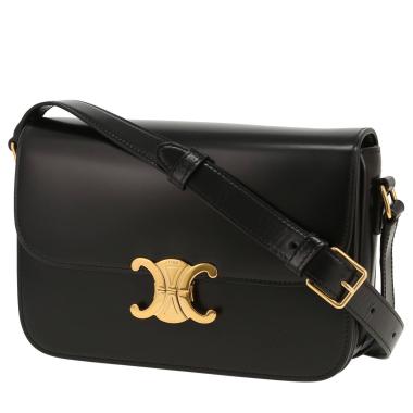 Celine  Triomphe shoulder bag  in black leather