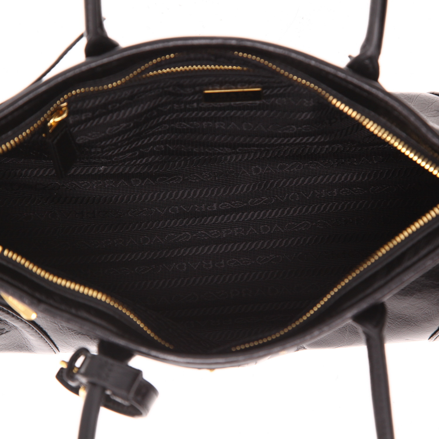 Sac à main Prada  Bonnie en cuir noir - Detail D3