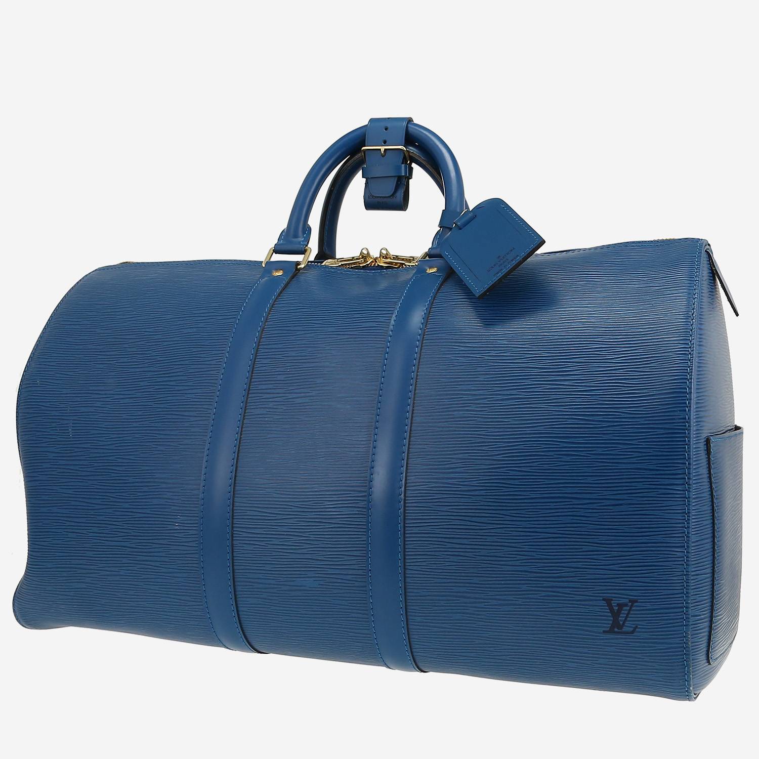 Bolsa de viaje Louis Vuitton  Keepall 45 en cuero Epi azul