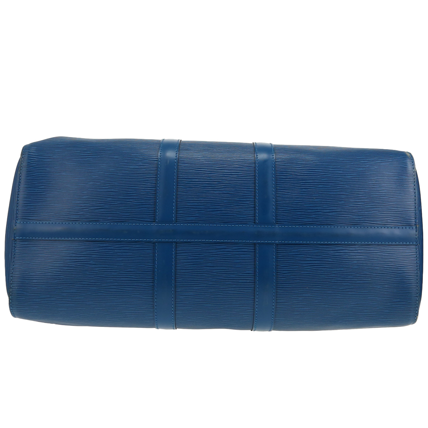 Sac de voyage Louis Vuitton  Keepall 45 en cuir épi bleu - Detail D1