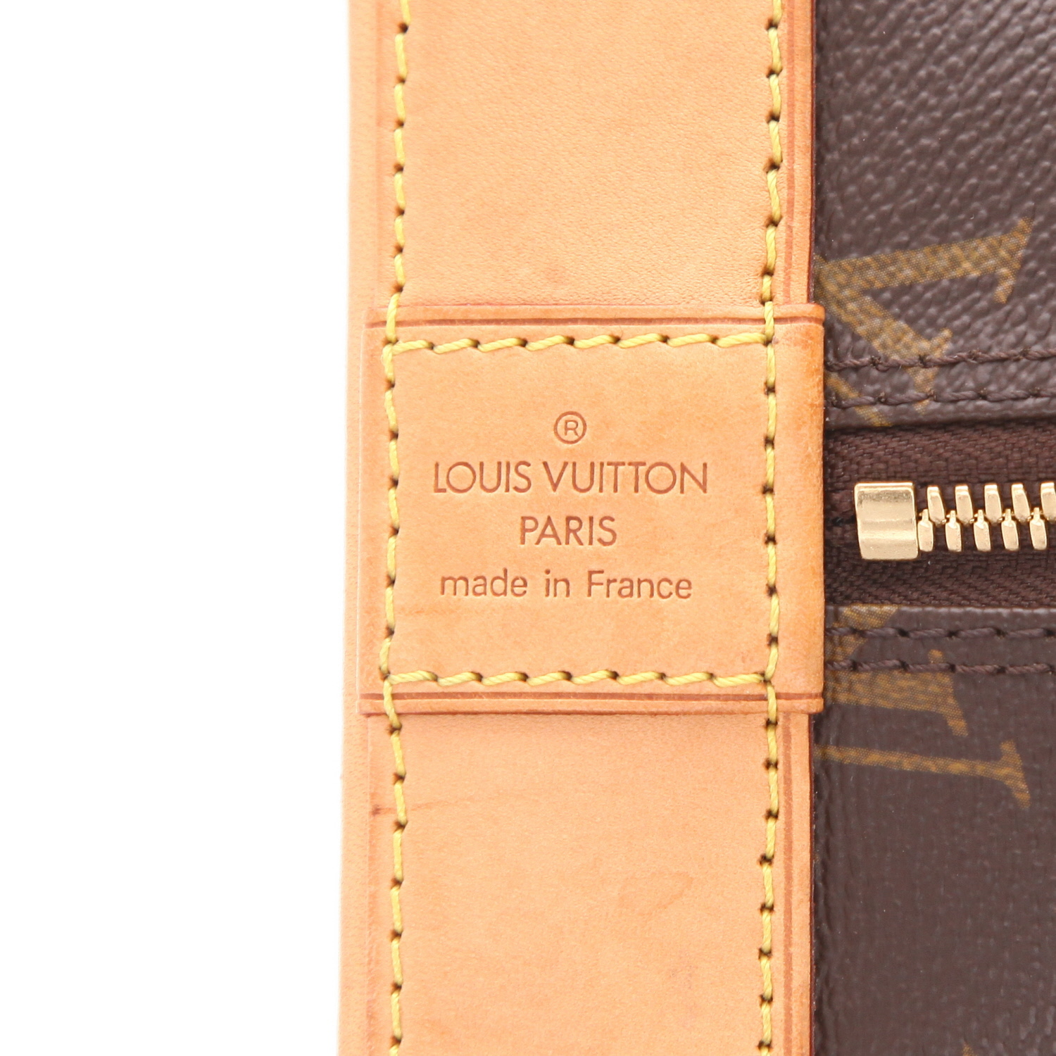 Borsa Louis Vuitton  Alma in tela monogram marrone e pelle naturale - Detail D2