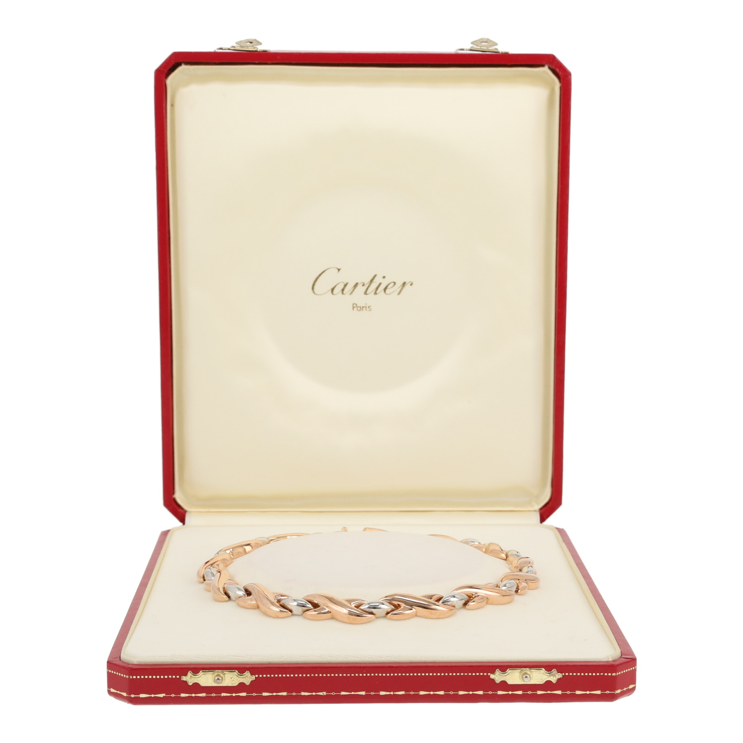 Collier articulé Cartier Arabesque en or rose et or blanc - Detail D2