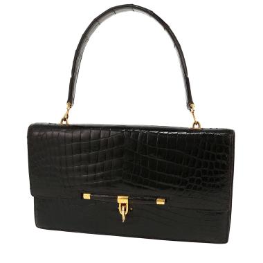Hermès  Palonnier handbag  in black crocodile